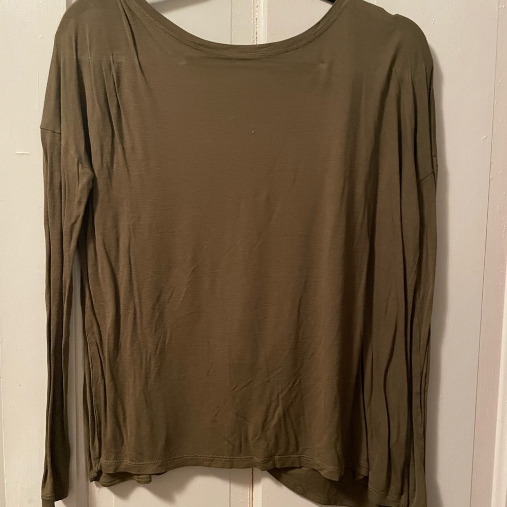 High neck open back shirt